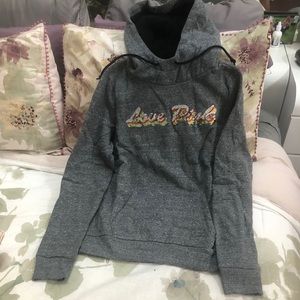 Vs pink bling sherpa hood pullover top